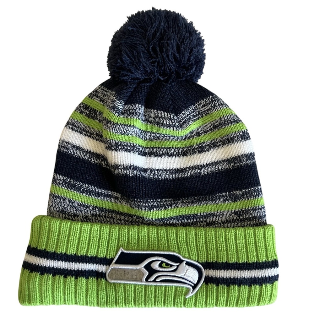 Seattle Seahawks New Era Knit Pom Beanie Hat NFL Football Lined One Size